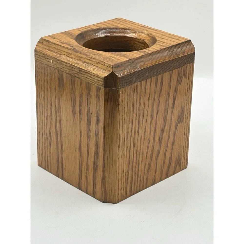 Vintage Oak Wood Tissue Box Dispenser Cover